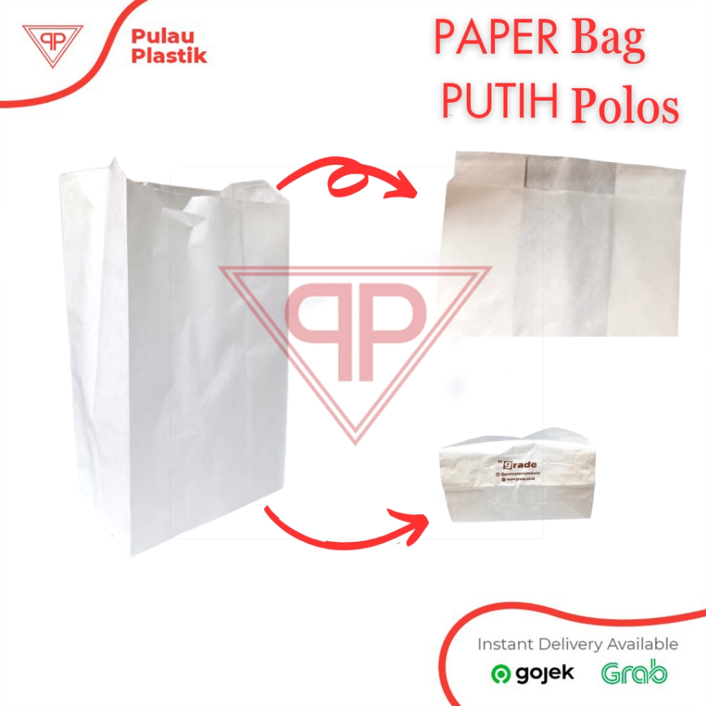

iDk90 Paper Bag/Kantong Kertas Putih Polos Dan Motif/13x8x24/100Pcs