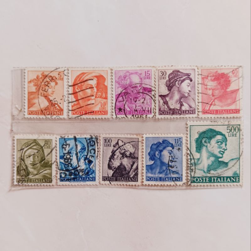 

(AG) Perangko Italia 1961 Works of Michelangelo Set 10 pcs Used