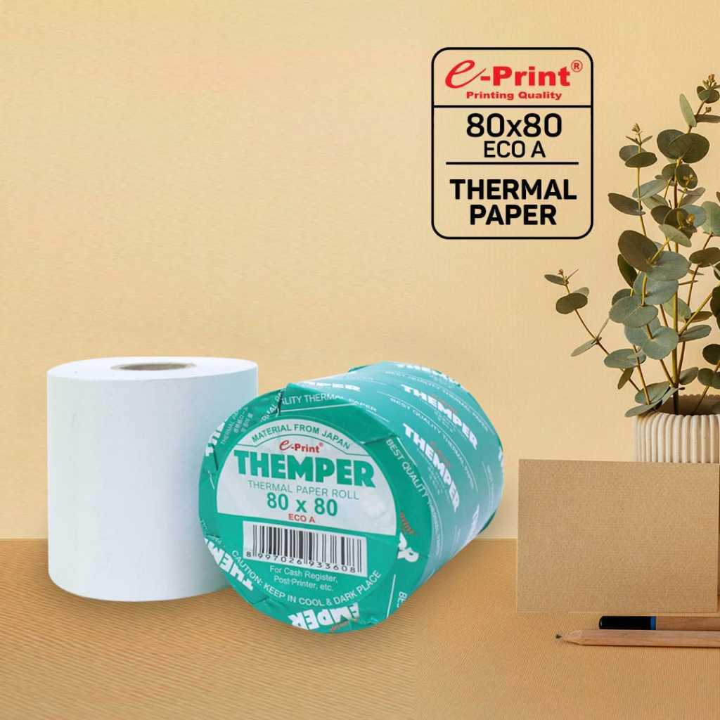 

EPRINT THERMAL THEMPER 80 X 80 ECO A HITAM INCORE 20mm/OUTCORE 26mm - STRUK KASIR / PRINTER THERMAL