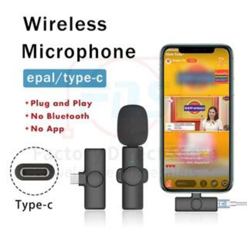 Microphone Wireless Mic  Clip On Tanpa Kabel Untuk Vlogger Podcast Live Youtuber