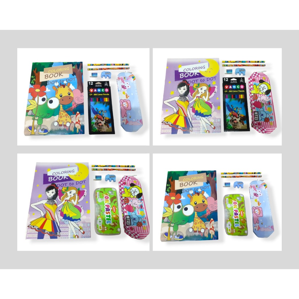 

Paket Alat Tulis 7 In 1 / Paket Alat Mewarnai Karakter Kartun