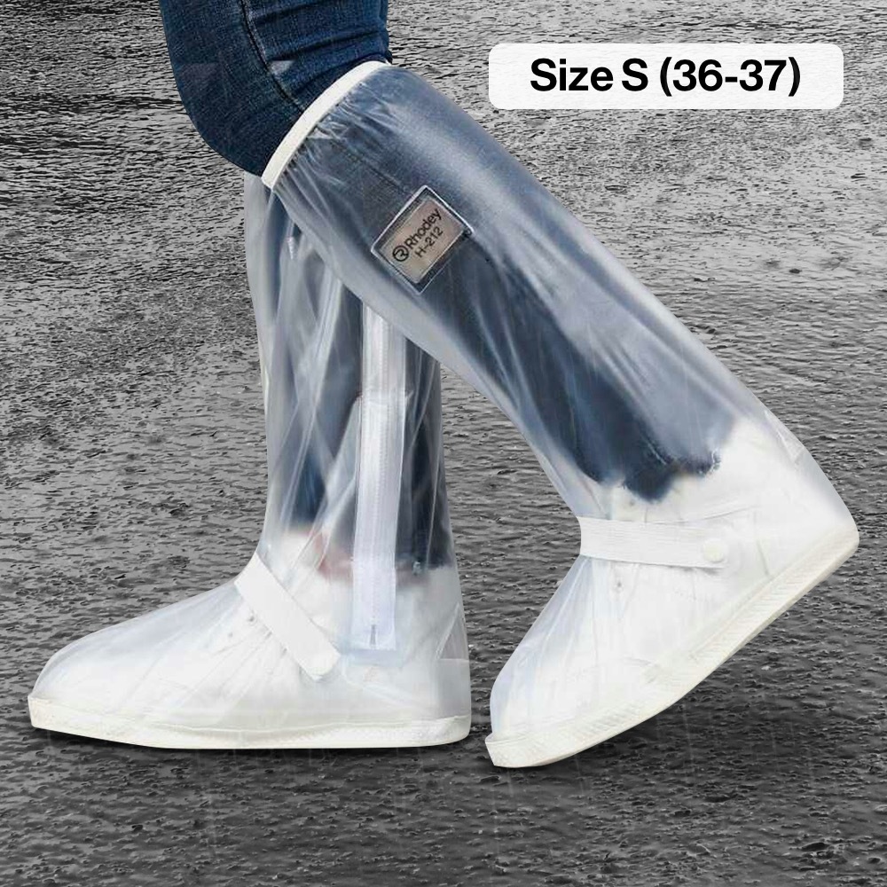 Rhodey Jas Hujan Sepatu Zipper Transparan Hitam