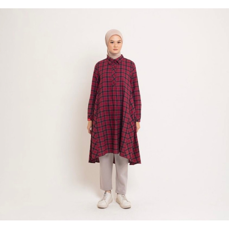 L tunic flare flannel dauky tunik dauky