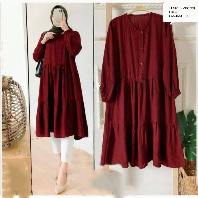 WIZA TUNIK/TUNIK JUMBO/LD102&120/TUNIK KERUT KELILING/TUNIK SUSUN/TUNIK WANITA/TUNIK MUSLIM/MIDI DRE