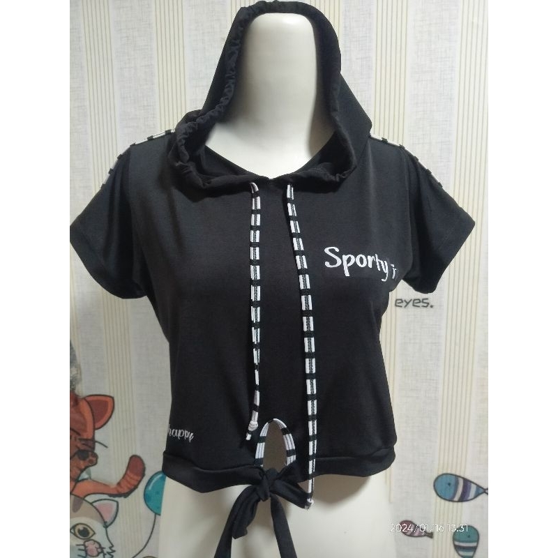 Preloved Crop Senam,Crop Hoodie,baju senam