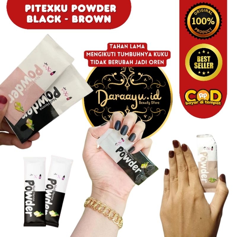 [ Distributor Resmi ] PiteXku Nail Powder Black Pitexku Nail Powder Brown Pitexku Nail Henna Bubuk W