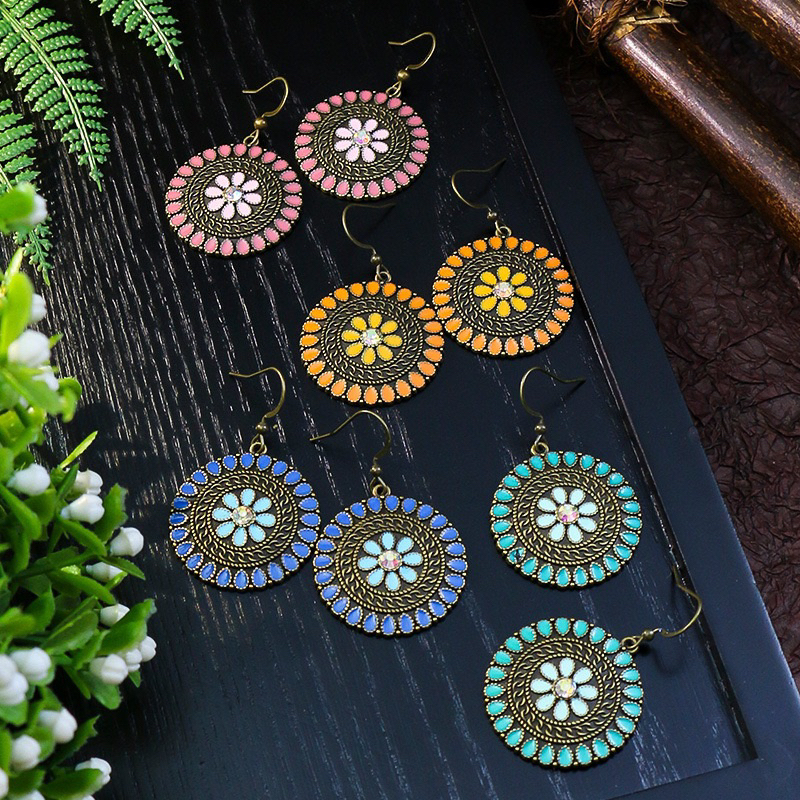 Anting Tassel Etnik Gemstone Vintage Bali India Hijab Tusuk Hijabers Bulat Batu Bohemian