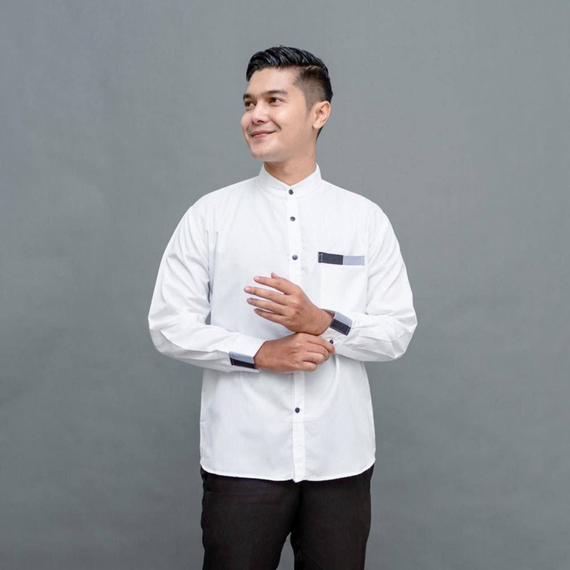 Baju Koko Lengan Panjang/Kemeja Lengan Panjang/Kemeja Polos Putih/Baju koko Hadroh