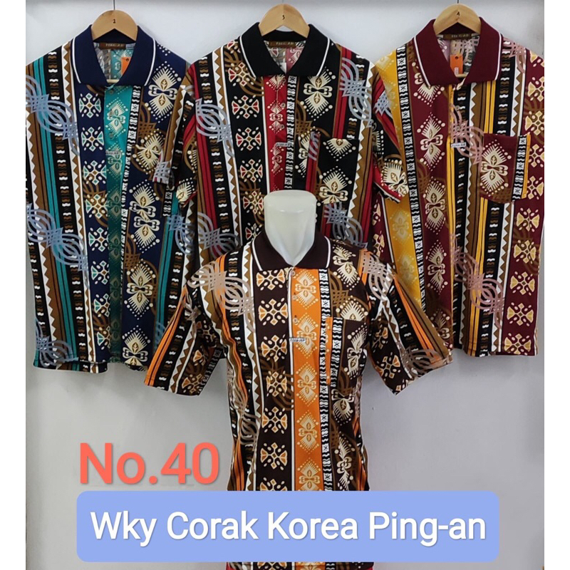 Kaos Krah Kerah Pria Lengan Pendek Motif Batik Corak Korea Keren Terbaru - Kaos Wangki Fullprinting