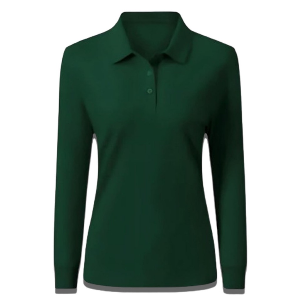 Baju Kaos Polo Lengan Panjang Warna Hijau Botol / Baju Kaos Polo Pria dan Wanita / Baju Kaos Kerah L