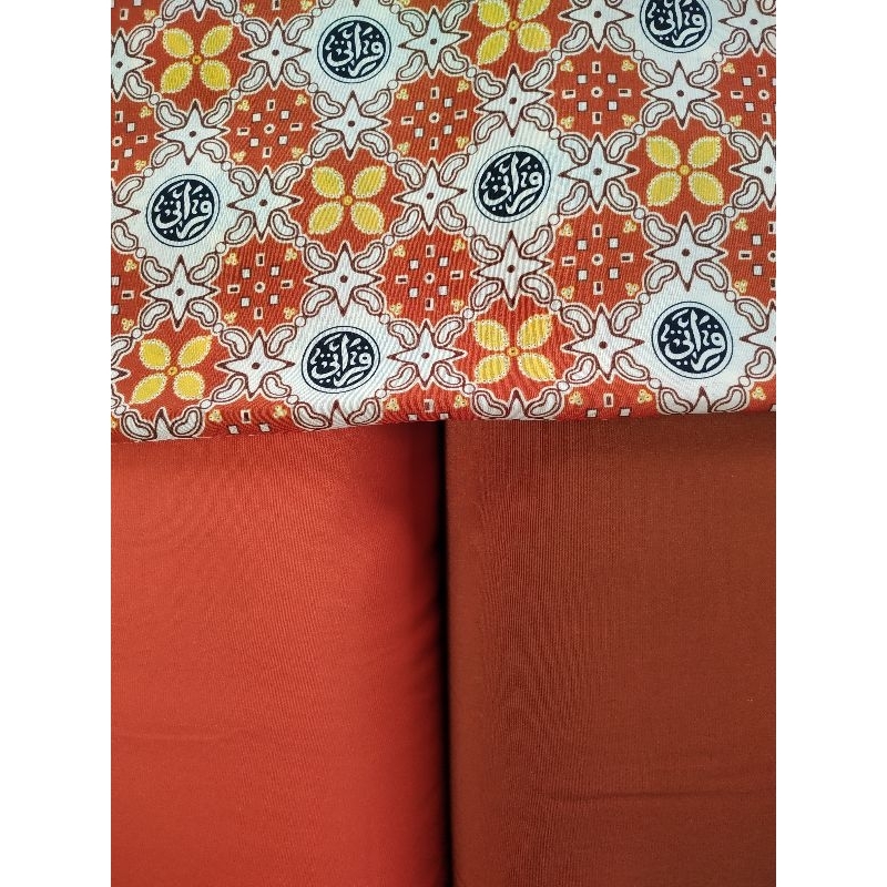 Bahan batik Qiro'ati warna oren terlaris bahan bati Qiro'ati termurah dan berkualitas