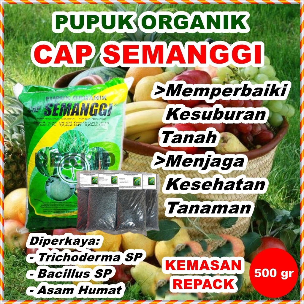 Pupuk Organik Cap Semanggi 500 Gr Repack Plus Trierma Bacillus Sp Asam Humat