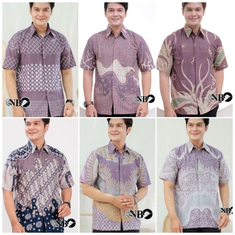 Hem batik pria lengan pendek warna mauve Lilac seragam batik pria murah ungu