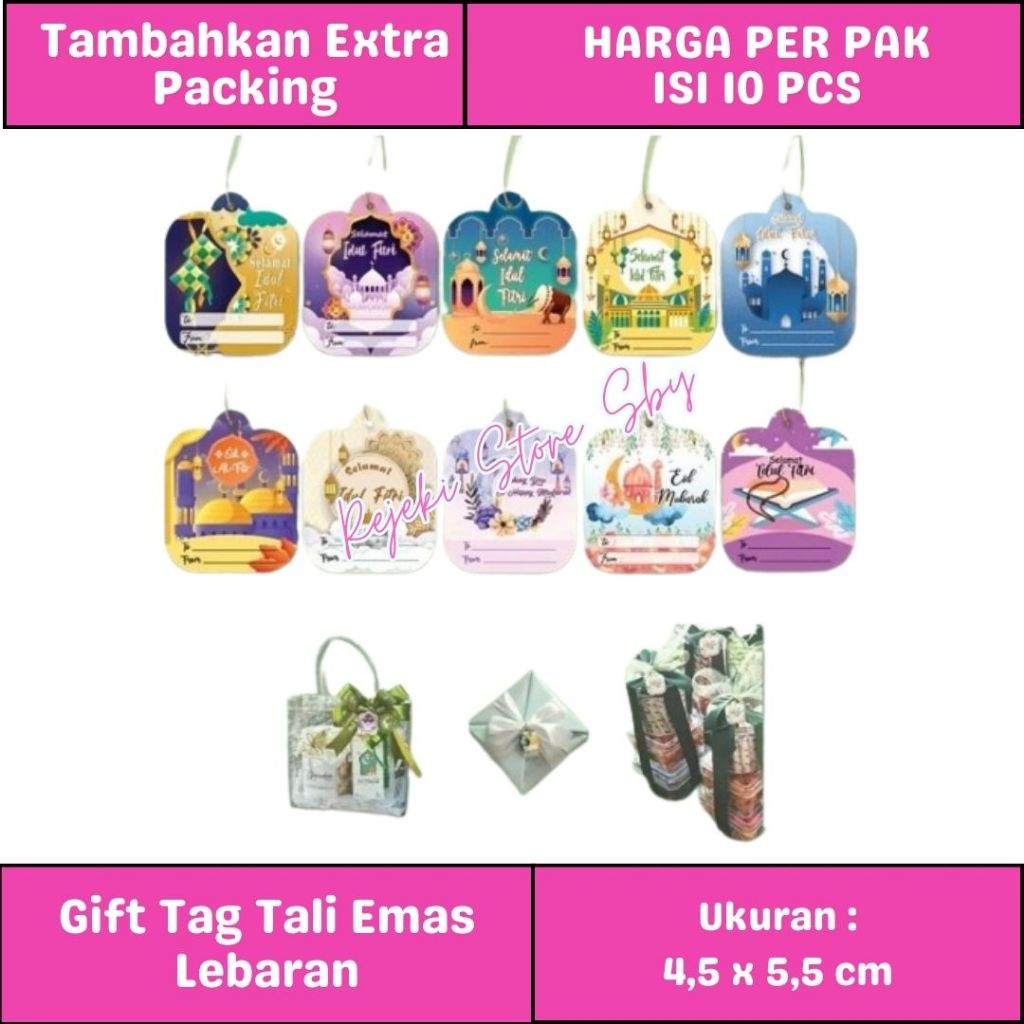 

(10 Pcs) Gift Tag Tali Emas Lebaran 4,5x5,5 cm