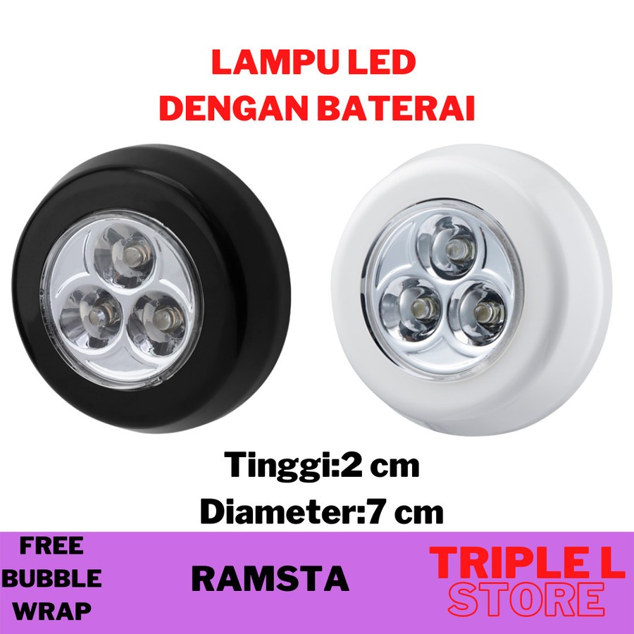 Lampu LED Mini Dengan Baterai Tempel Dinding Ramssta