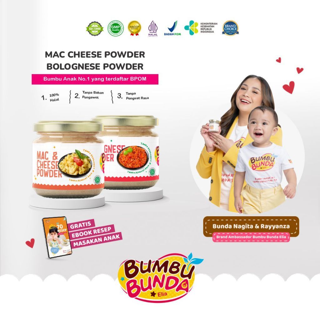 

Bumbu Bunda Elia Bolognese Powder Non MSG / Mac & Cheese Powder / Non Pengawet / Bumbu Pasta Anak / Bumbu MPASI