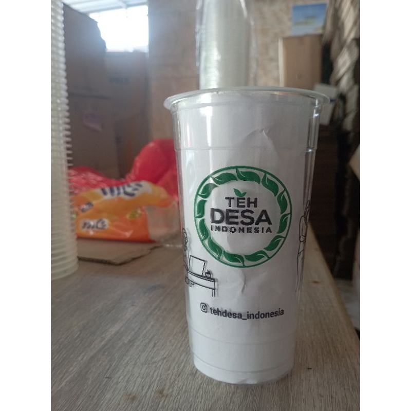 Printingcup plastik DATAR GO CUP 22oz  - 2 warna -free design - minim order @20.000 pcs