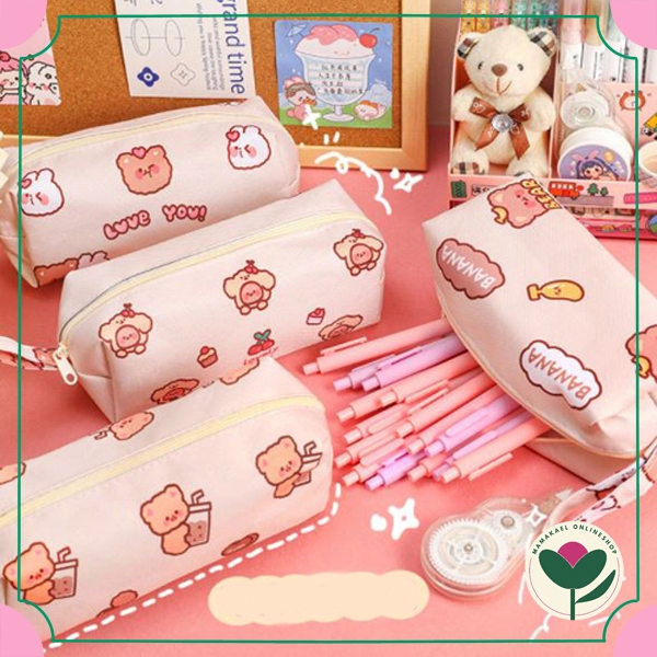 

Tempat pensil beruang Kotak pensil canvas bear lucu cute estetik model korea MK1214