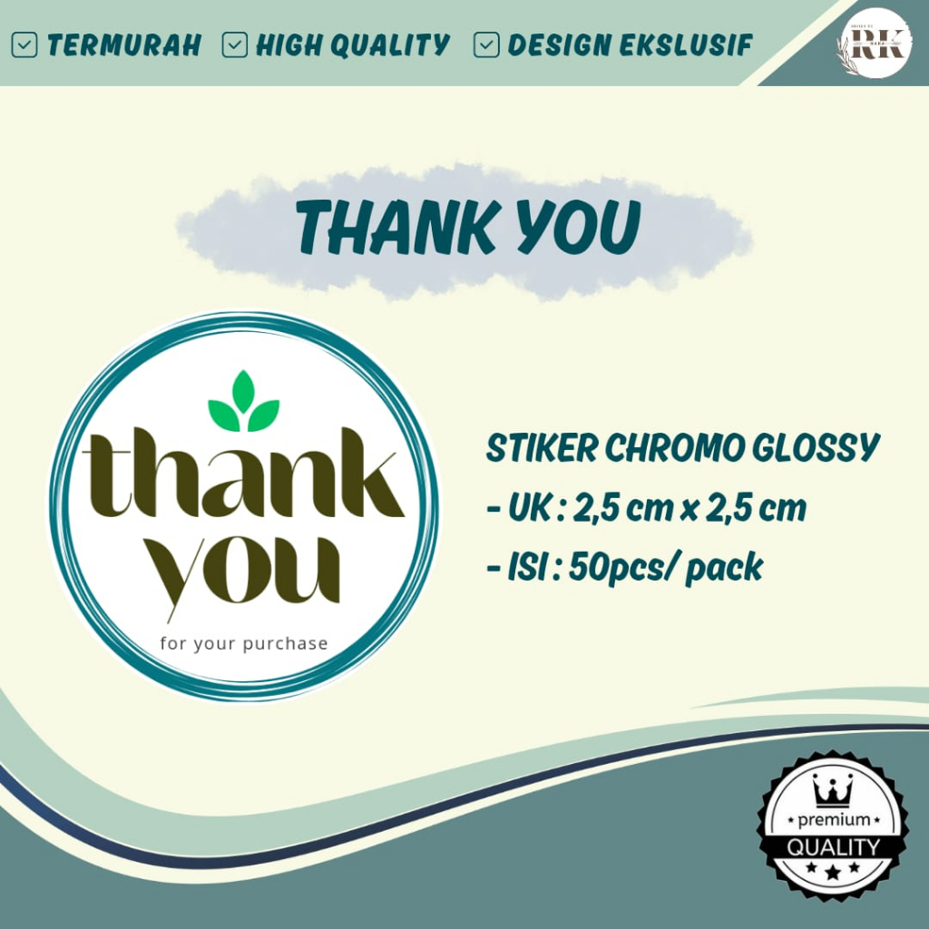 

STIKER THANK YOU I CHROMO GLOSSY I EKSKLUSIF I HIGH QUALITY I 1 Pack = 150 Stiker l Ukuran 2,5 cm