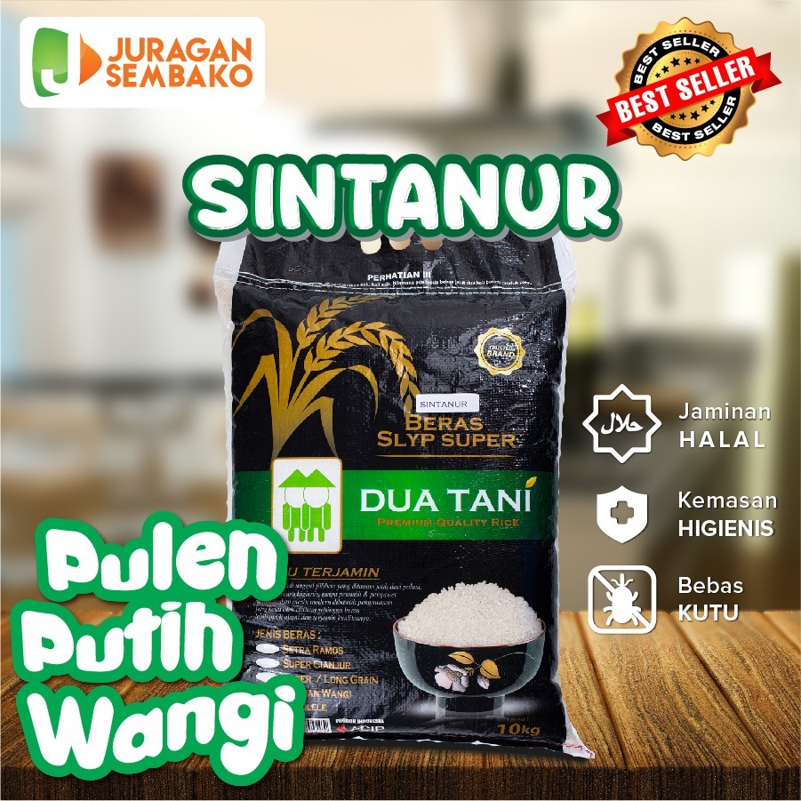 

Beras Khusus Sintanur Pandan Wangi Dua Tani 10kg –HALAL,Pulen dan Wangi