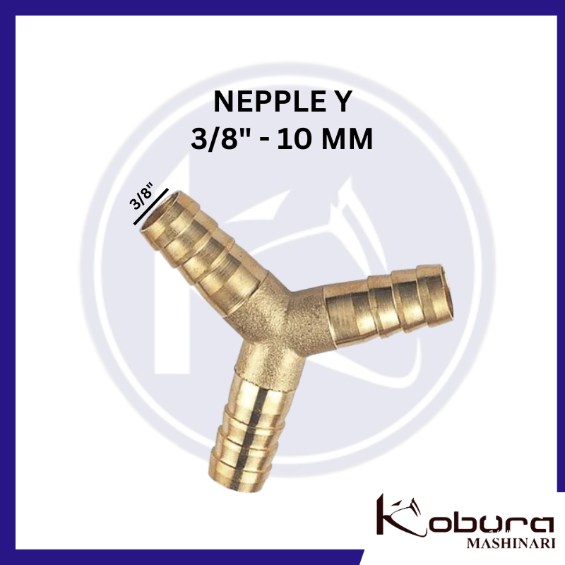 Nepple Y 3/8" Nepel Cabang 3 T Y selang Gas kuningan sambungan air 3/8 3/8" in inch hose connector b