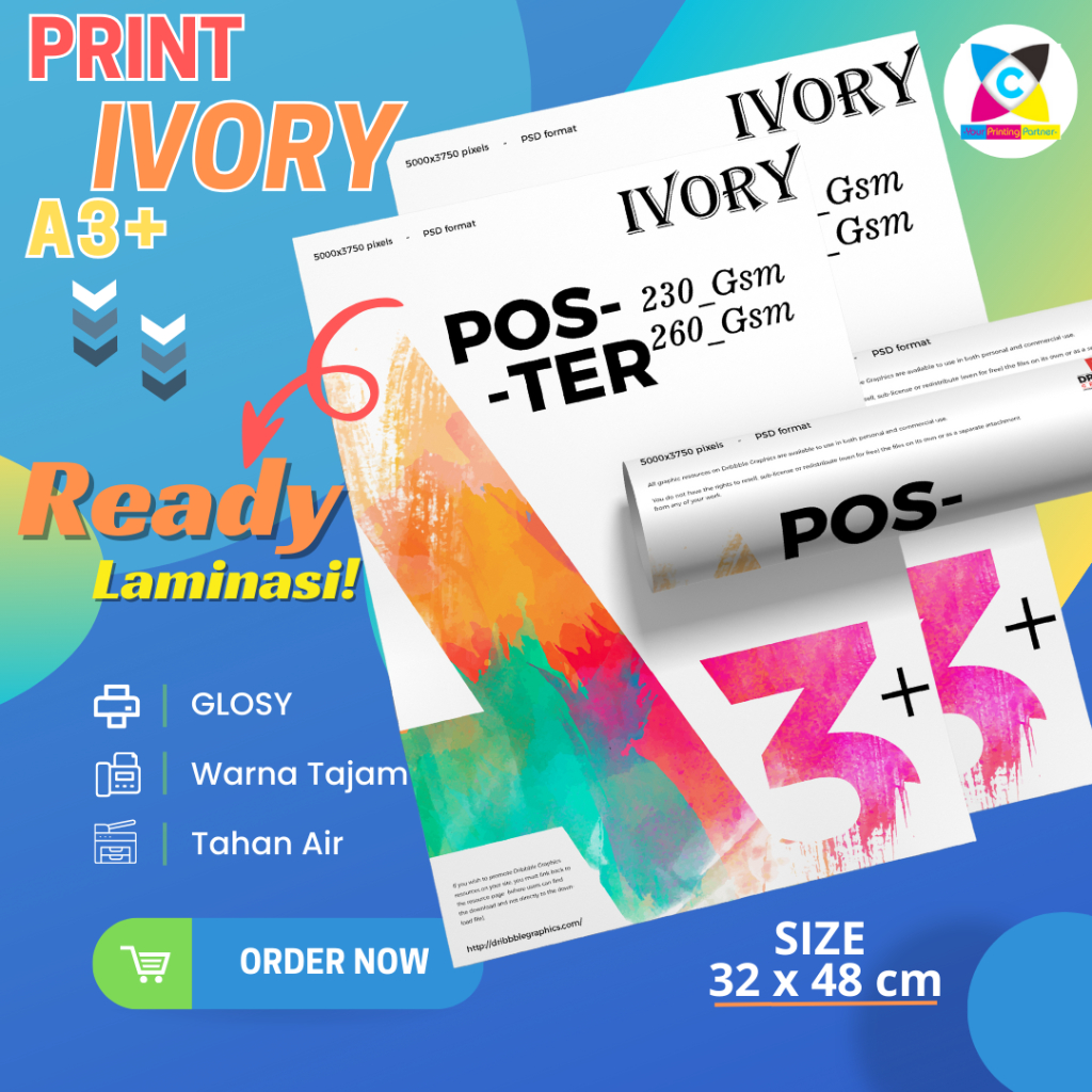 

PRINT CETAK A3+ IVORY / ART Carton 230/260GSM FULL COLOR GLOSSY TAJAM