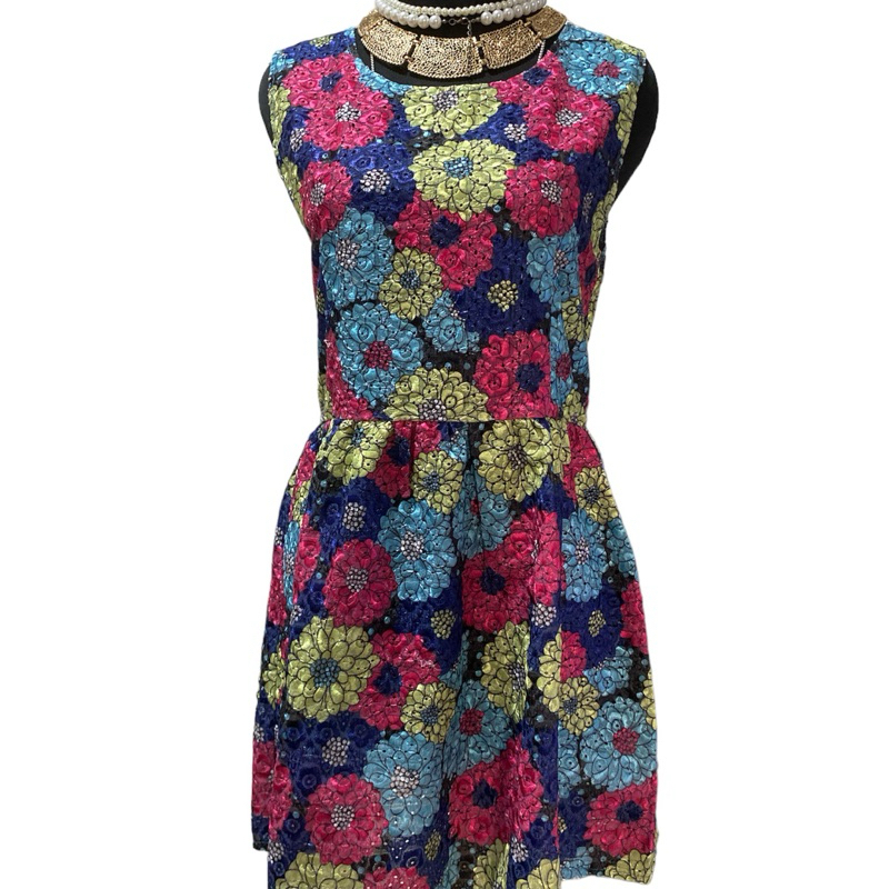DRESS MINI MOTIF CORAK BUNGA BESAR BAHAN BAGUS PRELOVED