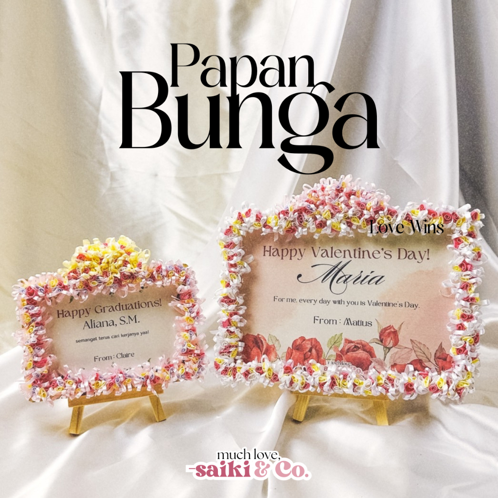 [ SAIKI & CO. ] TELU - Papan Bunga SMALL Aesthetic Custom Nama / Text / Ilustrasi / Logo / Text / Fo