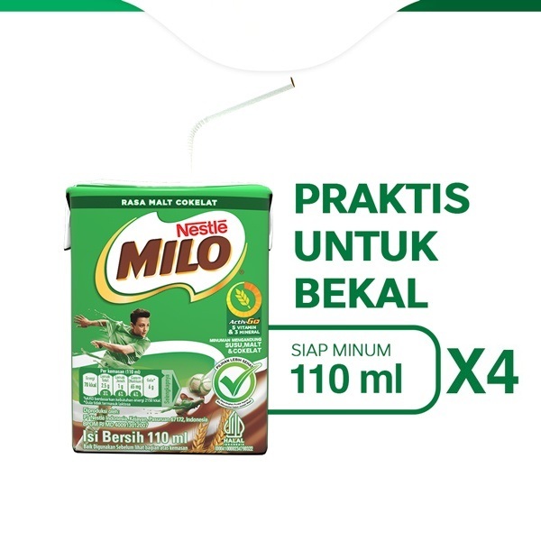 

Milo Activ Go Siap Minum Susu Coklat / Cokelat UHT Multipack 110 ml x 4