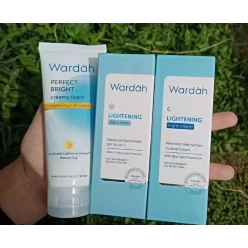 Paket Wardah Lightening siang ini dan Perfect Bright creamy foam oil control