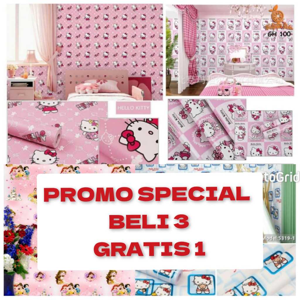 Wallpaper Stiker Dinding Untuk Dekorasi Kamar Tidur Anak Motif Karakter Kartun