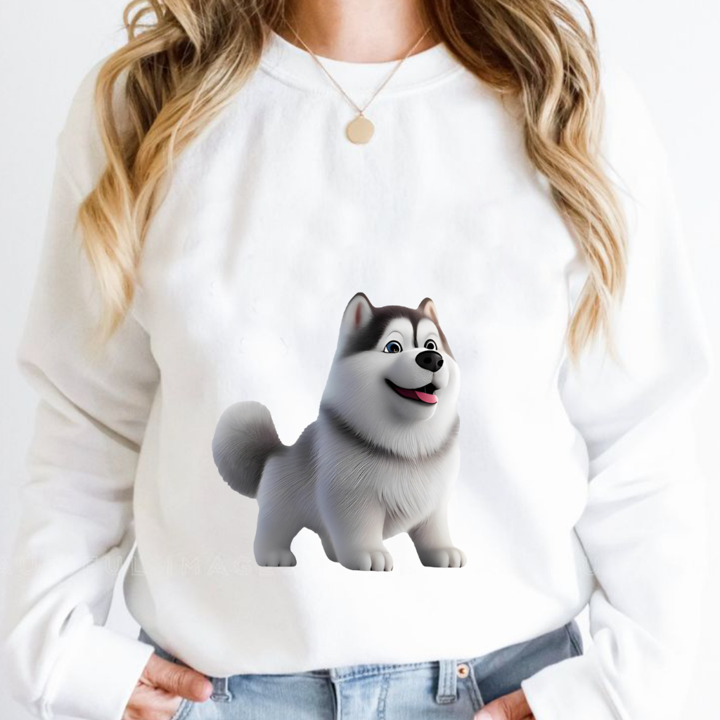 Orora Sweater Wanita Cute Husky Dog - Baju Atasan Sablon High Quality Pria Wanita Ukuran S M L XL XXL XXXL keren Original SW OR3D 106