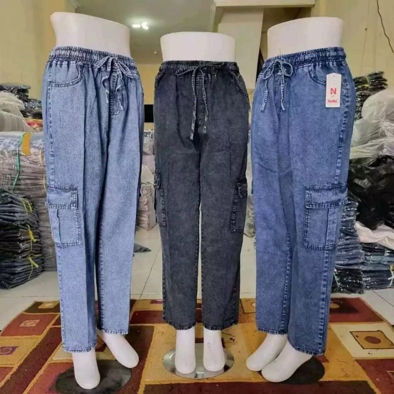 Celana Kargo Jeans Panjang Wanita Jumbo/Celana Luna Cargo Jumbo Panjang Wanita/Baggy Cargo Jeans Pan