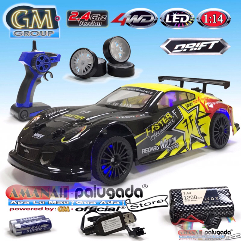GM-6319-C RC Car Drift Skala 1:14 Extreme Drift Racing 2.4GHz 4WD LED 3D Sportcar Mobil Remote Contr