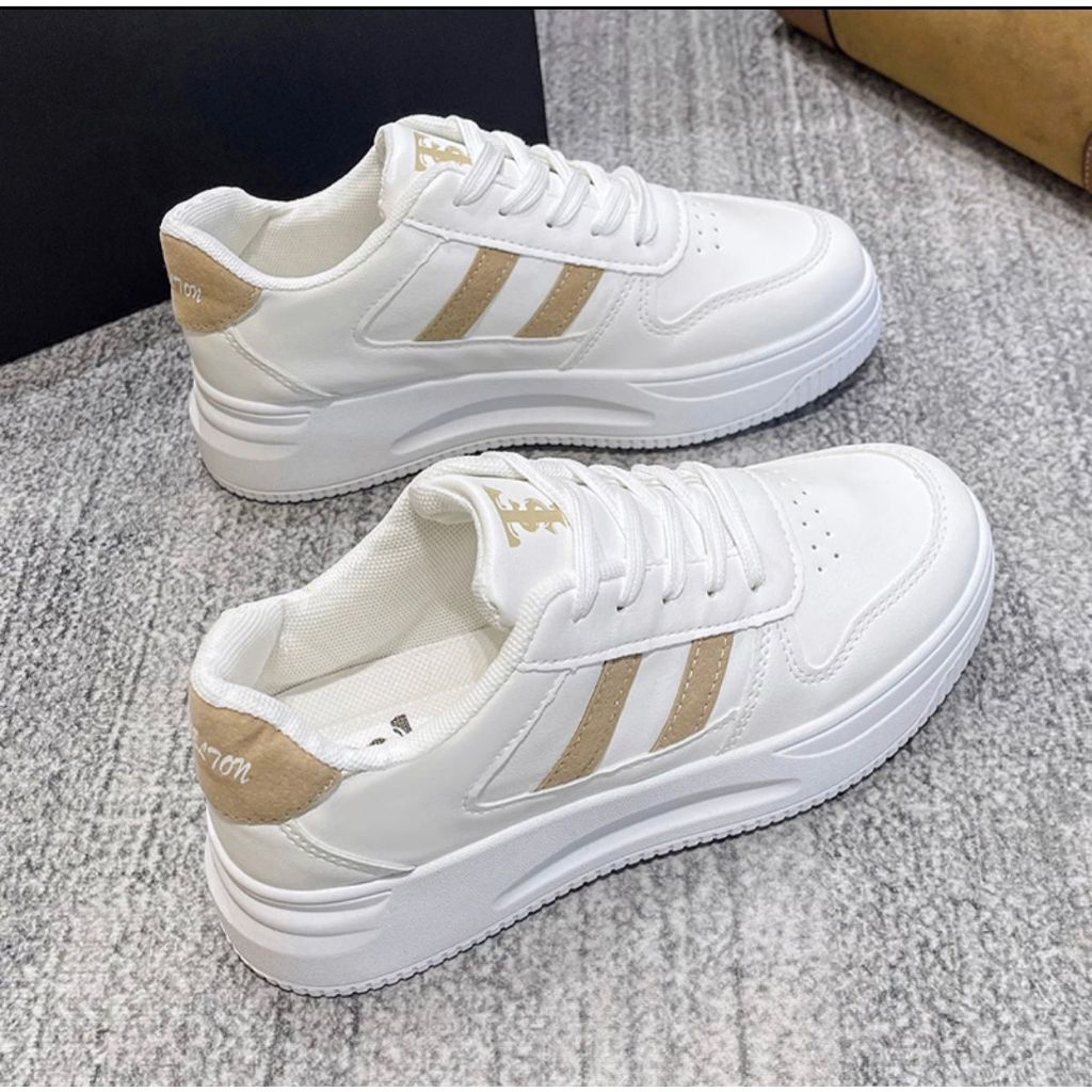 Sepatu Sneakers Wedges Wanita Dewasa Fashion Sport Korea Sepatu Sekolah Hitam Cream Putih Anak SMP S