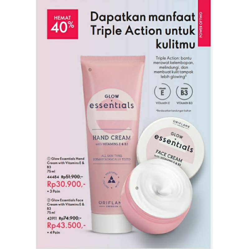 Hand Cream Face Cream Glow Essentila ORIFLAME