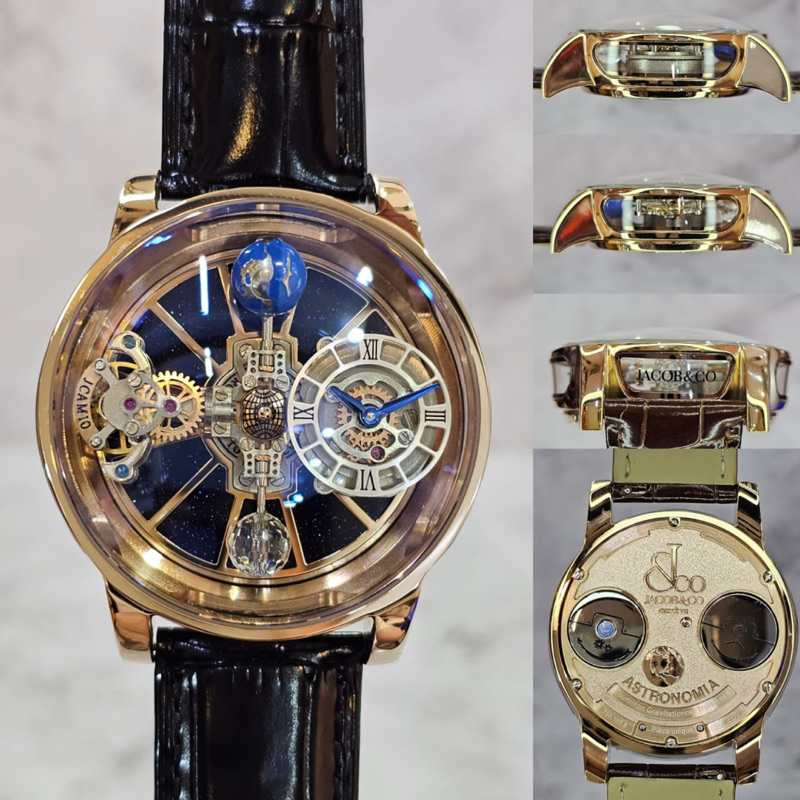 jam pria Jacob & Co Astronomia strap aligator leather Sapphire Crystal jam pria Quartz