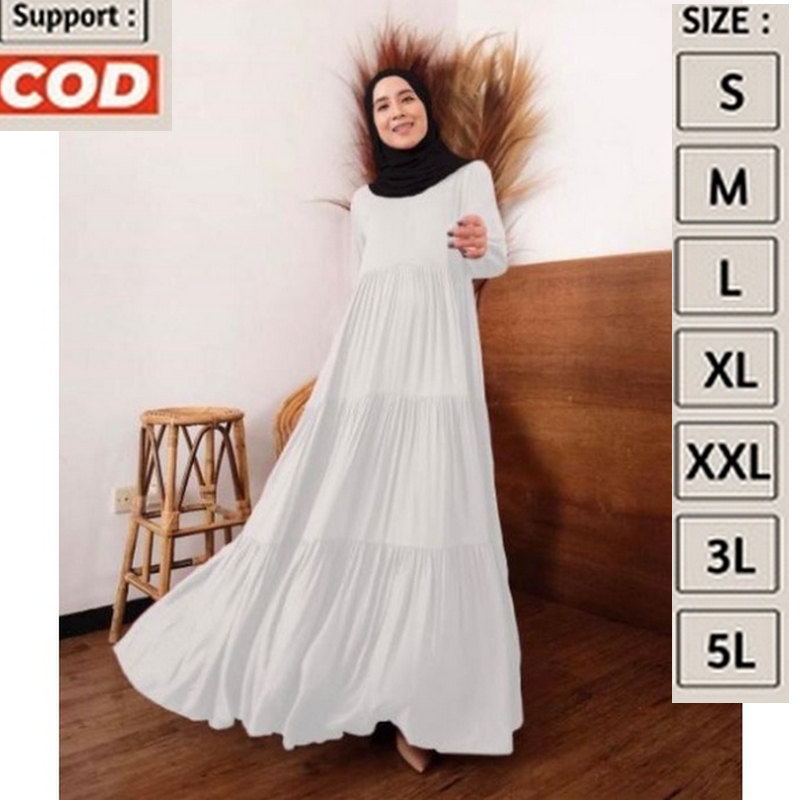 Dres Dress Jalan Formal Jumbo Putih Simpel Polos Original Branded Premium 2024 LD 110 120 130 140 XX