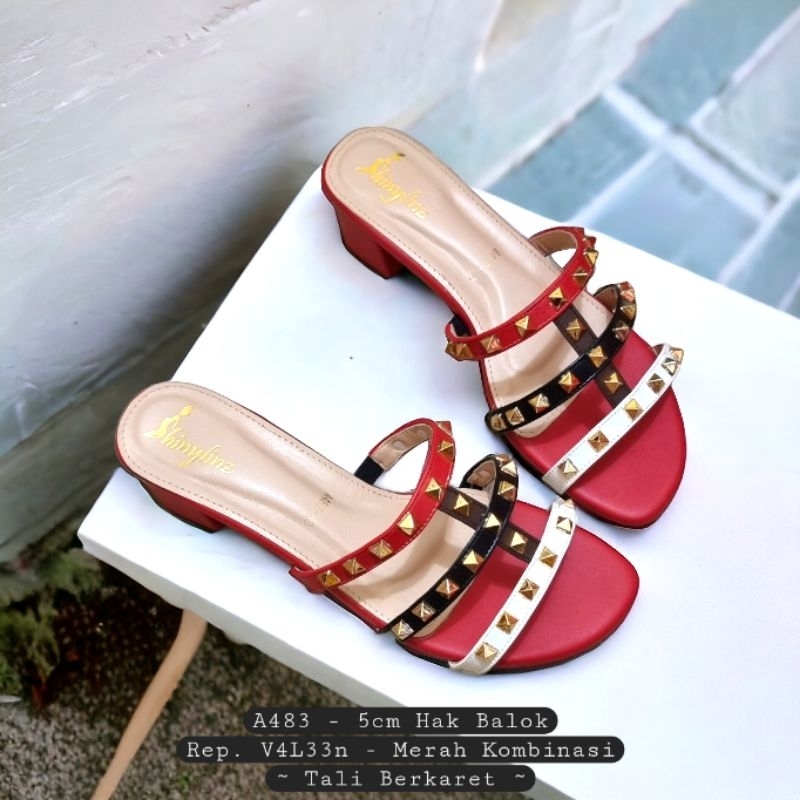 A483 Heels Wanita Size 41-47 [Shinylinz Premium by Bellinda Yu] Sandal Sendal Selop Block Heels Hak 