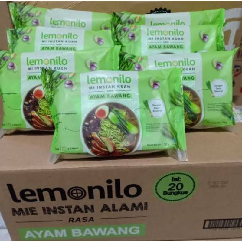 

NOODLES/MIE INSTANT LEMONILO KUAH RASA AYAM BAWANG KEMASAN DUS ISI 20 PCS