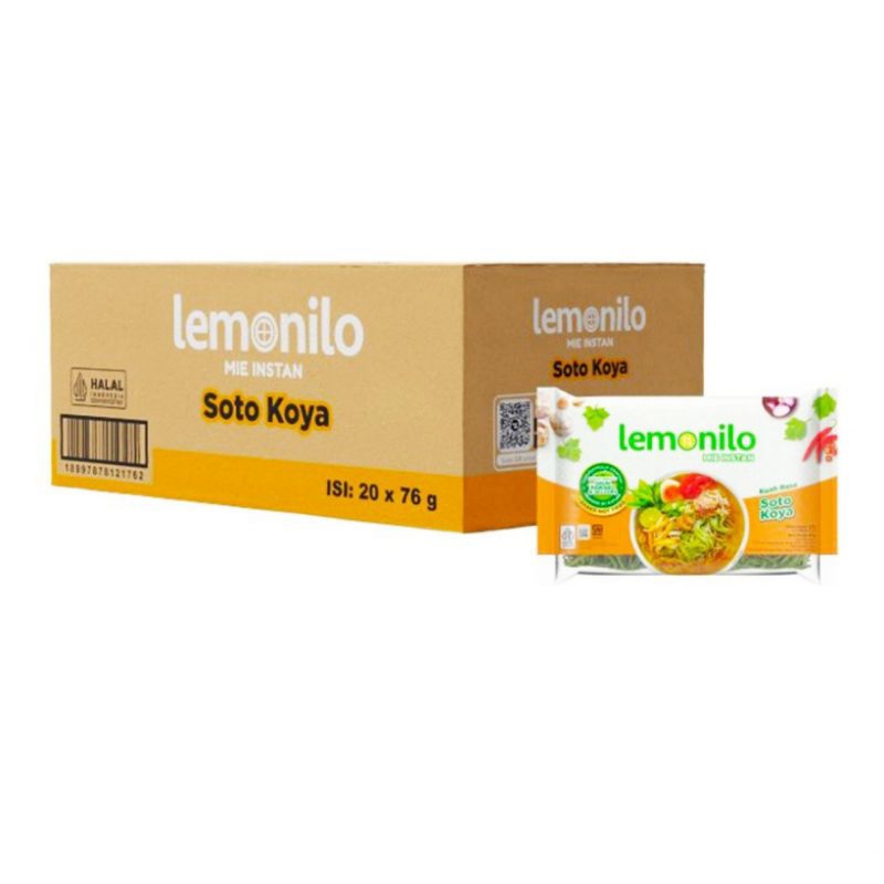 

NOODLES/MIE INSTANT LEMONILO KUAH SOTO KOYA KEMASAN DUS ISI 20 PCS