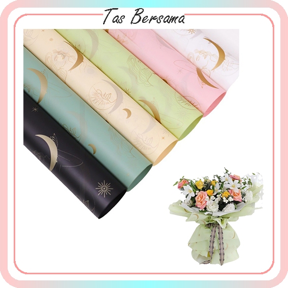 

Kertas Bunga Buket Motif Galaxy Bulan Flower Wrapping Paper Cellophane Kertas Florist KB6095