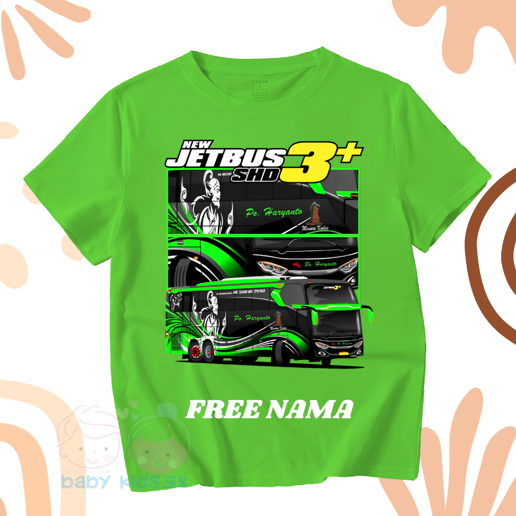 Baju Anak Kaos Anak Bus Mania Telolet Jet Bus 3 Haryanto Terbaru Free Nama