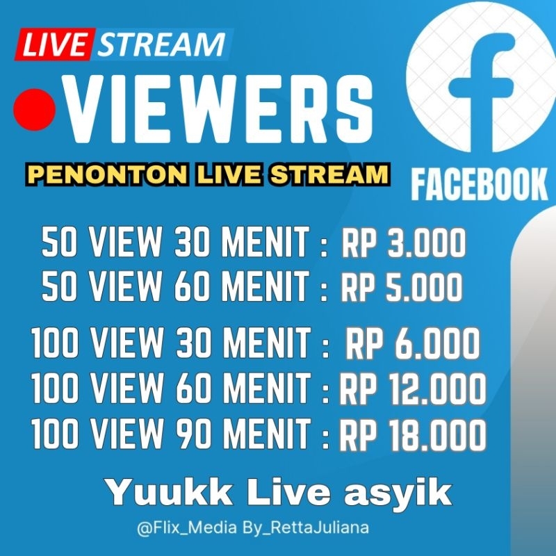 FACEBOOK VIEW / FACEBOOK  LIVE STREAMING / PENAMBAH PENONTON LIVE STREAMING FACEBOOK TERMURAH Besty
