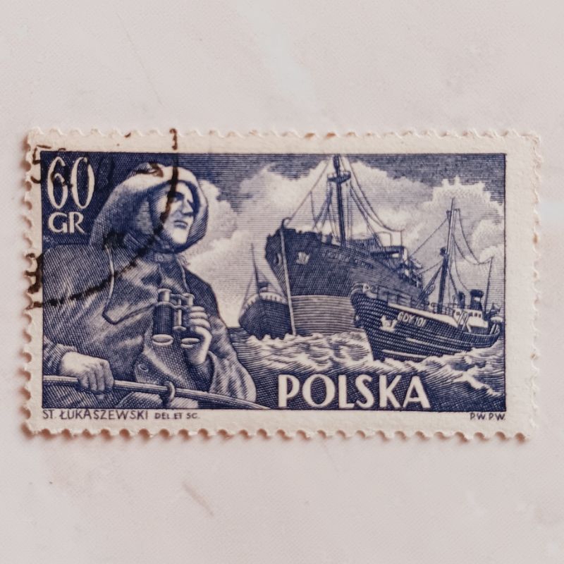 

(AD) Perangko Polandia 1956 Polish Merchant Navy - Fisherman, "Fryderyk Chopin" (freighter),"Rudenia" (trawler) 60 gr Used
