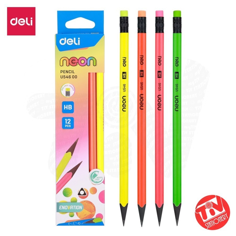 

Pensil Kayu Deli Neon Triangular HB +Eraser (1 pack = 12 pcs)