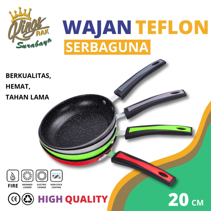 Wajan Teflon Fry Pan Anti Lengket Murah Fry Pan Warna 20cm 22cm 24cm Frypan Granit Super Non Stick 2