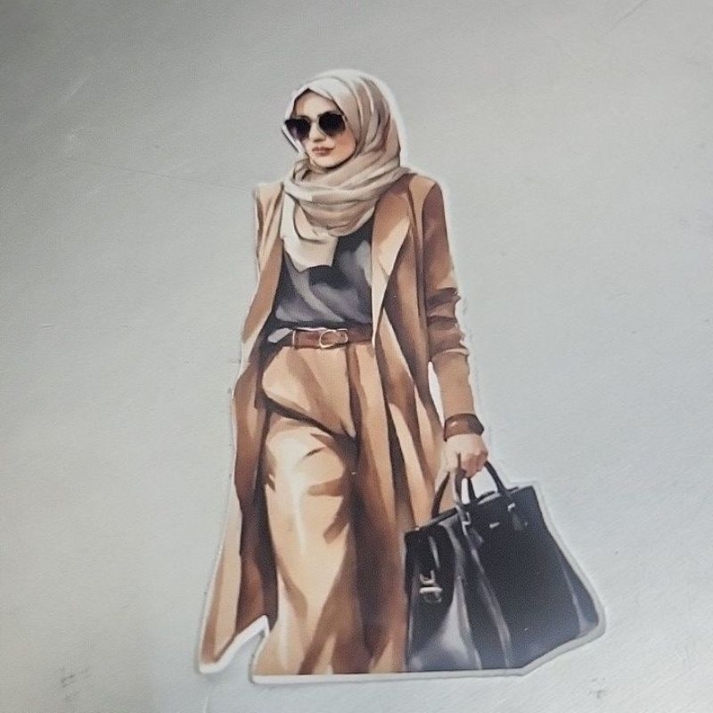 

12pcs Super Gloss Hijab Woman sticker 1 untuk Journaling, bujo, dan scrapbook