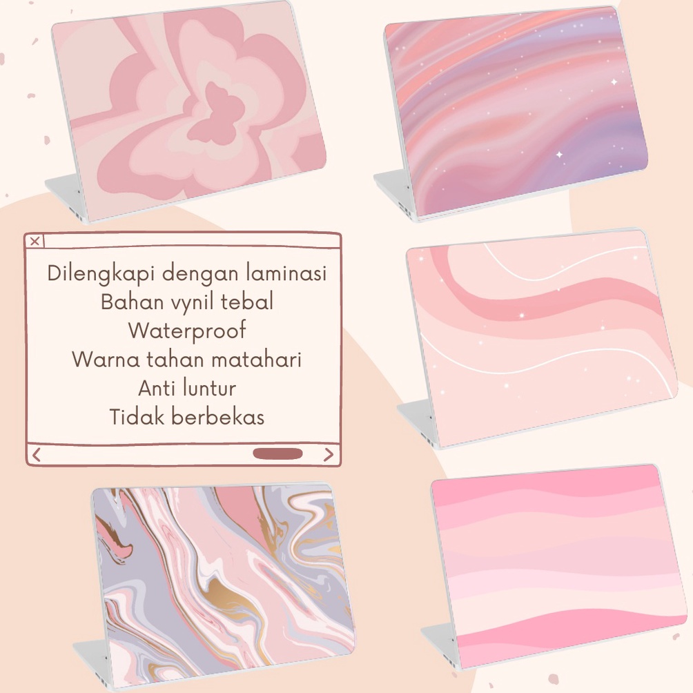 KODE E14Q Garskin Sticker Laptop Cover Protector Notebook Skin Garskin Pink Minimalis Pelindung Lapt