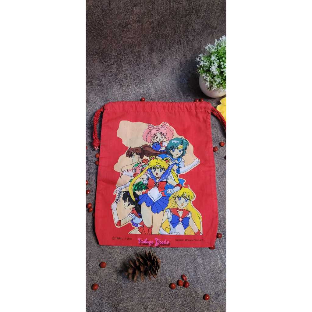 Vintage 90s Pouch Serut Sailormoon Red Merah